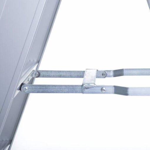 Detailfoto van dubbele trap van eurostairs ingezoomd op het inklapmechanisme