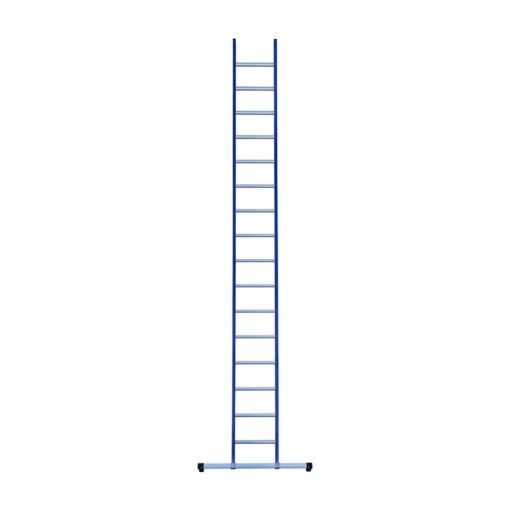 eurostairs enkel rechte ladder 16 sporten gecoat. blauw met stabilisatiebalk