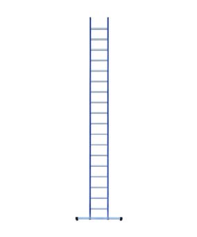 eurostairs enkel rechte ladder 18 sporten gecoat. blauw met stabilisatiebalk