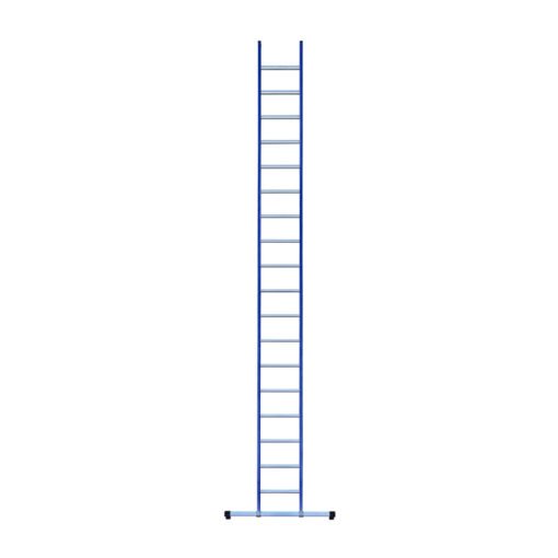 eurostairs enkel rechte ladder 18 sporten gecoat. blauw met stabilisatiebalk