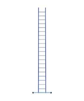 eurostairs enkel rechte ladder 20 sporten gecoat. blauw met stabilisatiebalk