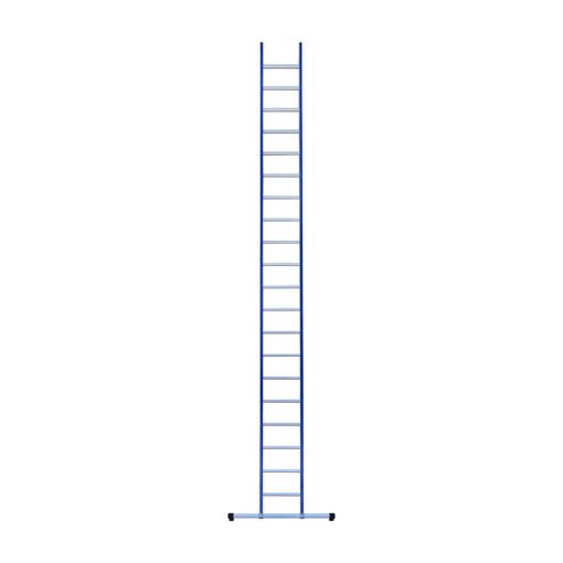 eurostairs enkel rechte ladder 20 sporten gecoat. blauw met stabilisatiebalk