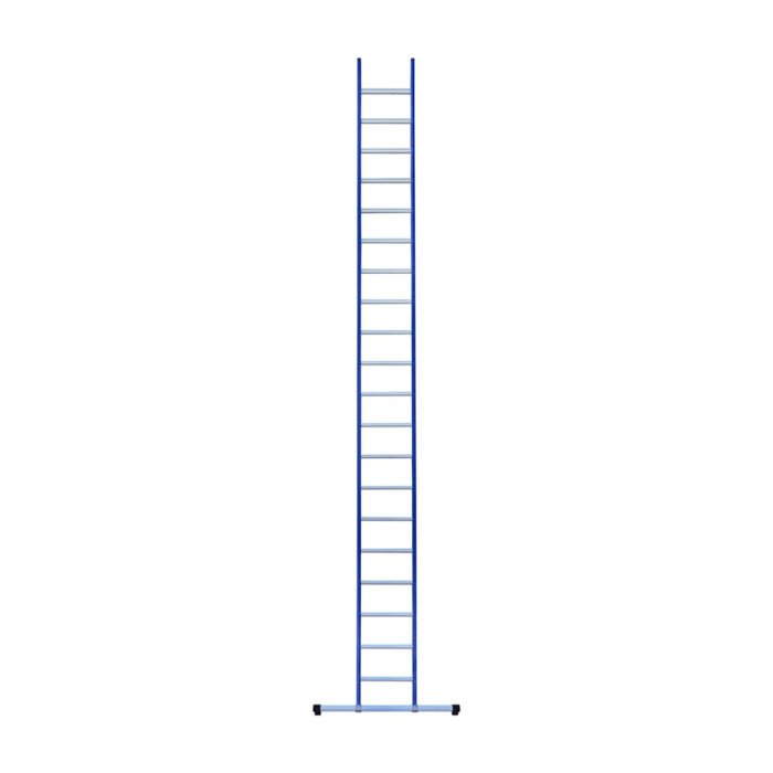 eurostairs enkel rechte ladder 20 sporten gecoat. blauw met stabilisatiebalk