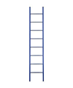 eurostairs enkel rechte ladder 8 sporten gecoat. blauw
