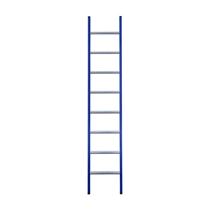 eurostairs enkel rechte ladder 8 sporten gecoat. blauw