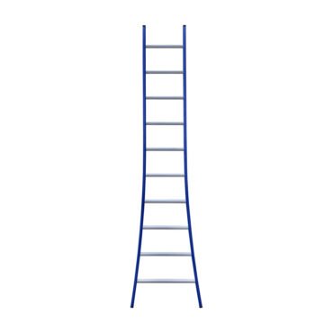 eurostairs enkel uitgebogen ladder 10 sporten gecoat blauw