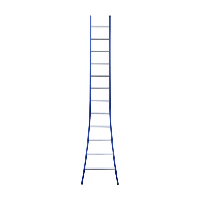 eurostairs enkel uitgebogen ladder 12 sporten gecoat blauw