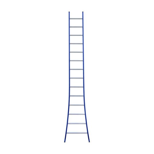eurostairs enkel uitgebogen ladder 14 sporten gecoat blauw