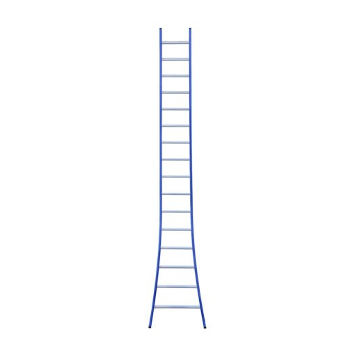 eurostairs enkel uitgebogen ladder 16 sporten gecoat blauw