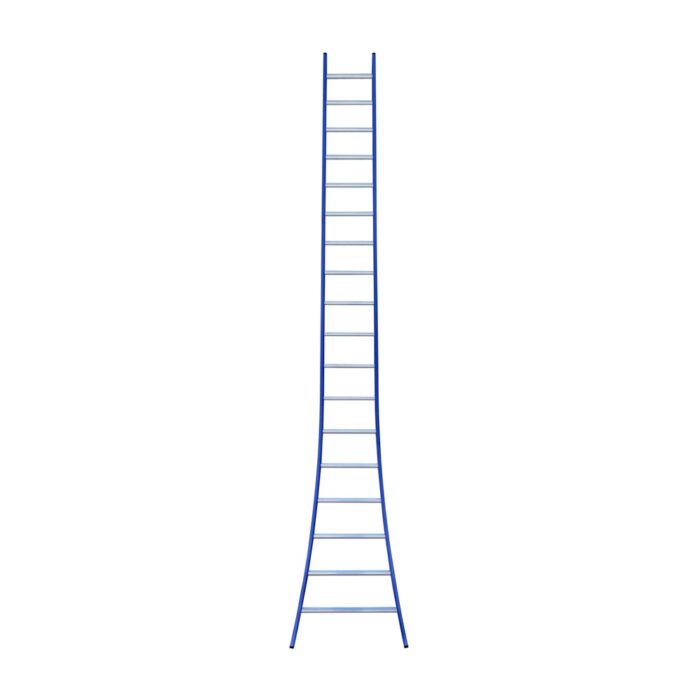 eurostairs enkel uitgebogen ladder 18 sporten gecoat blauw