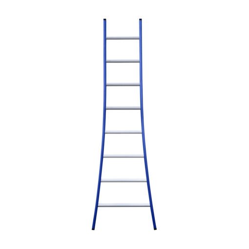 eurostairs enkel uitgebogen ladder 8 sporten gecoat blauw