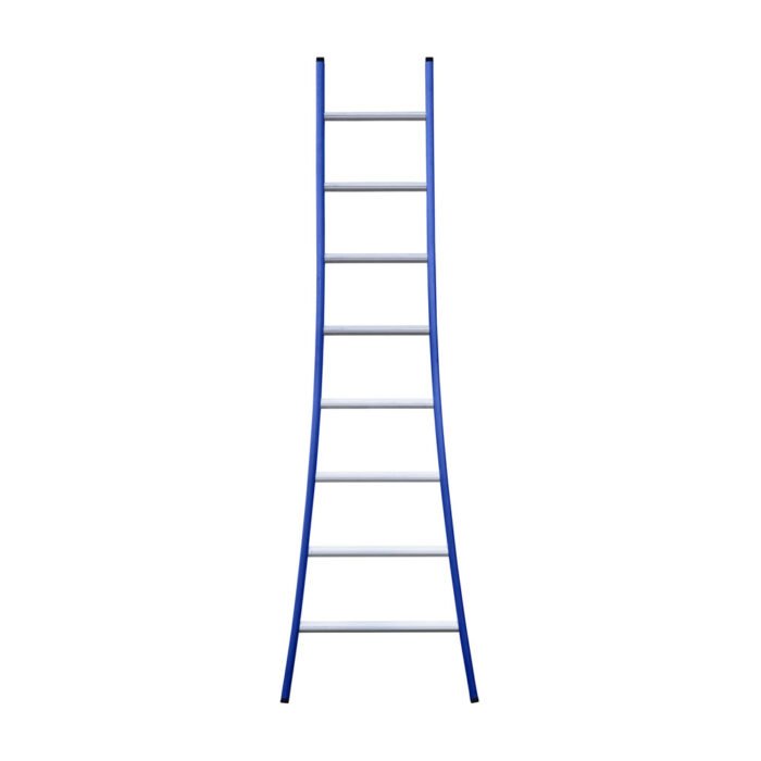 eurostairs enkel uitgebogen ladder 8 sporten gecoat blauw