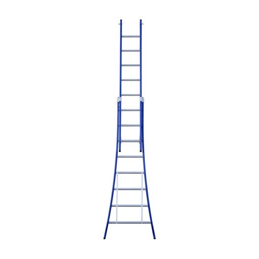 eurostairs tweedelige uitgebogen ladder 8 sporten gecoat. blauw