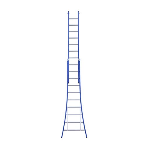 eurostairs driedelige uitgebogen ladder 10 sporten gecoat. blauw