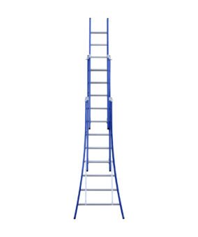 eurostairs driedelige uitgebogen ladder 8 sporten gecoat. blauw