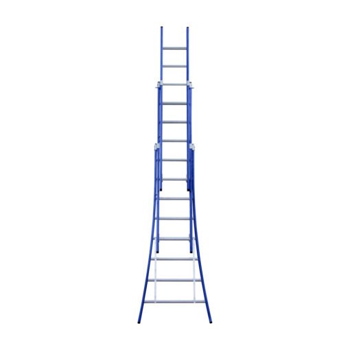 eurostairs driedelige uitgebogen ladder 8 sporten gecoat. blauw