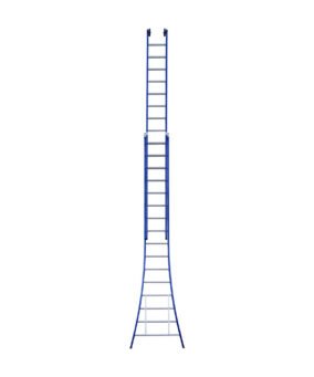 eurostairs tweedelige uitgebogen ladder 16 sporten gecoat. blauw
