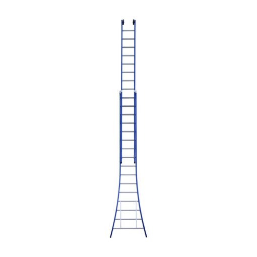 eurostairs tweedelige uitgebogen ladder 16 sporten gecoat. blauw