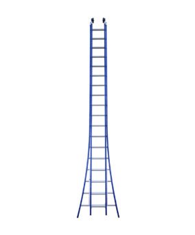 eurostairs tweedelige uitgebogen ladder 18 sporten gecoat. blauw