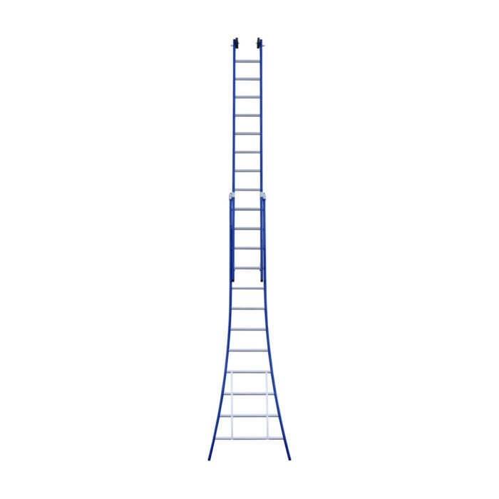 eurostairs tweedelige uitgebogen ladder 12 sporten gecoat. blauw